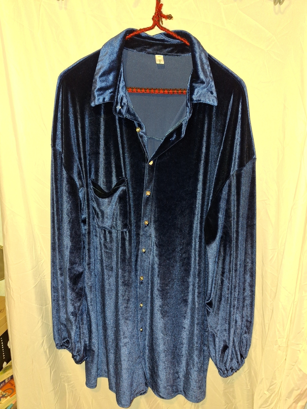 FA Navy Blue Lightweight Velvet Shirt Jacket